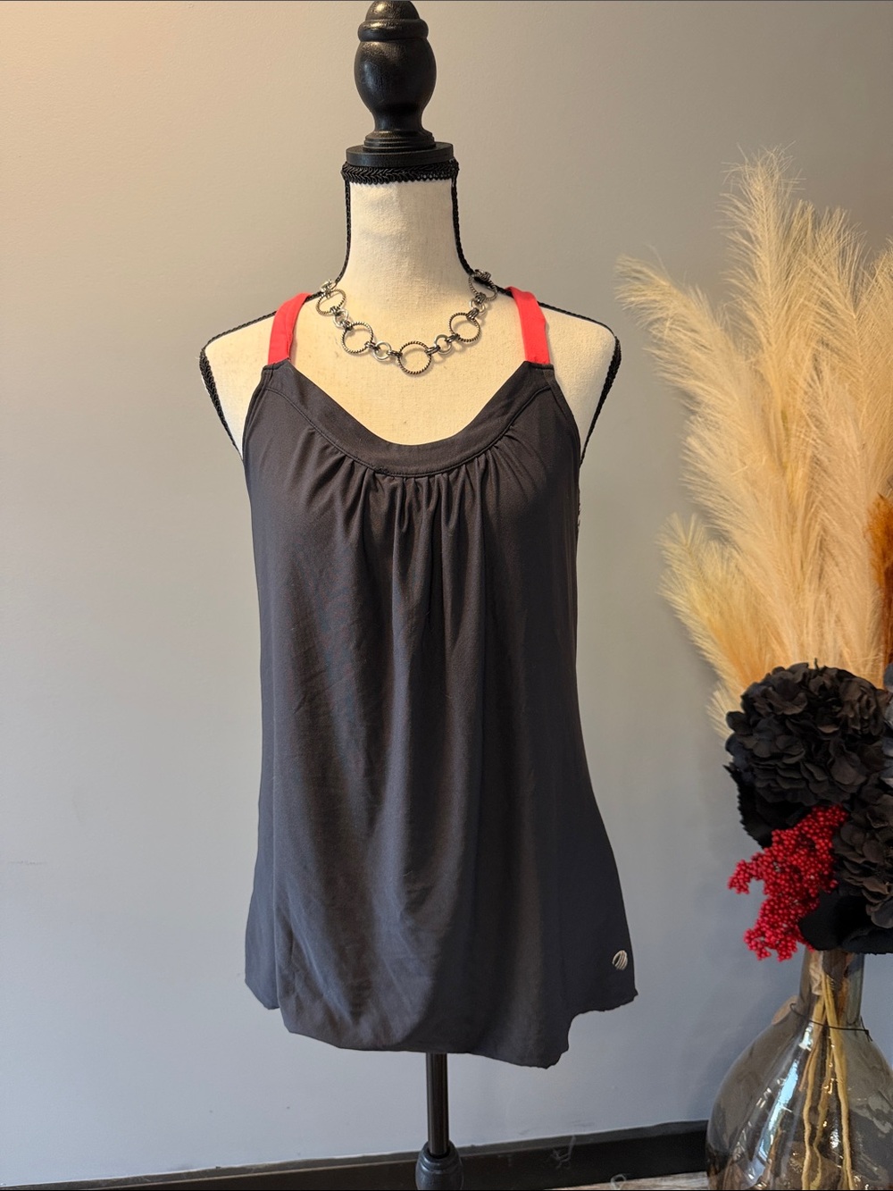 MPG Black Tank Top with Red Straps
